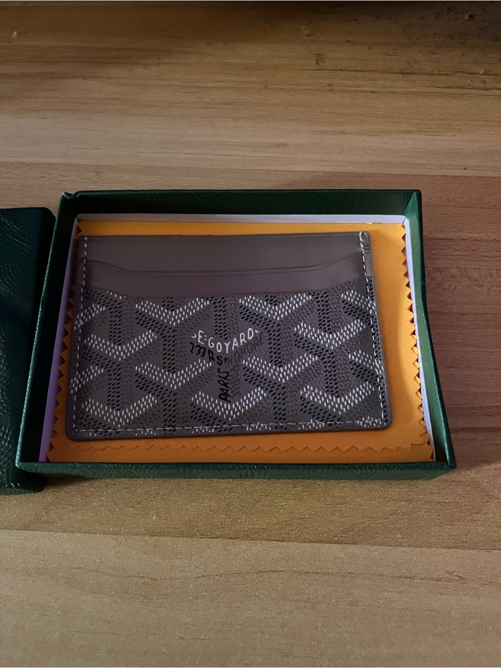 Goyard Taupe Chevron Card Holder